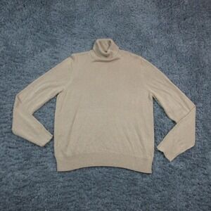 Joseph A. Sweater Womens XL Beige Gold Metallic Knit Turtleneck Pullover NWT